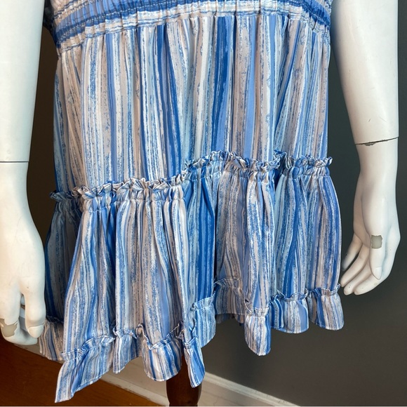 MISA shirt dress striped and tiered blue and white size large - Picture 10 of 13